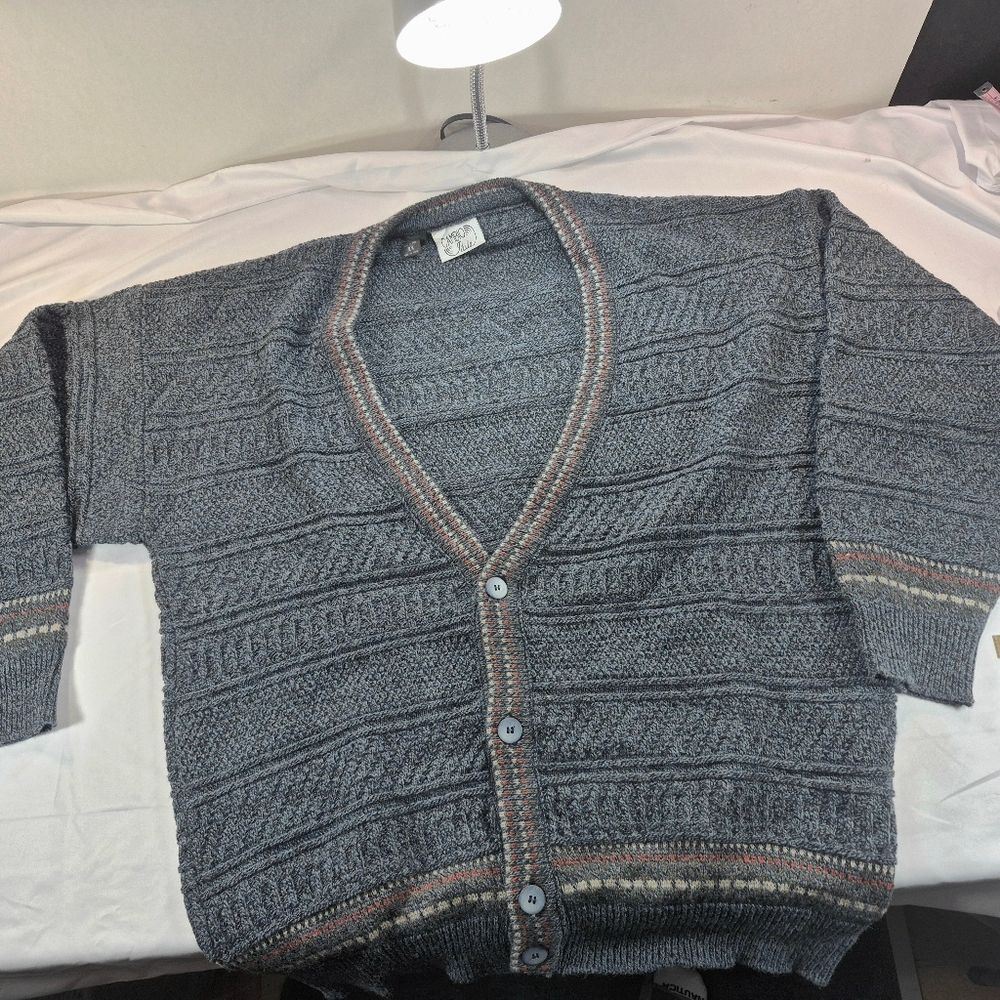 Vintage 90s Cambio Italia Men 2X Wool Blend V-Neck Cardigan Sweater Grandpa Core - Picture 11 of 11